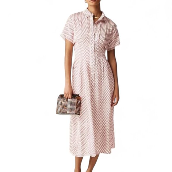 J. Crew Wren lace-trim shirt-dress in glossy twill Size 10 - Picture 2 of 11